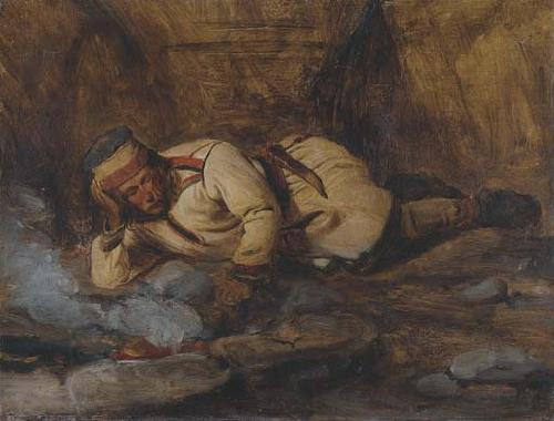 Francois Auguste Biard A Laplander asleep by a fire China oil painting art